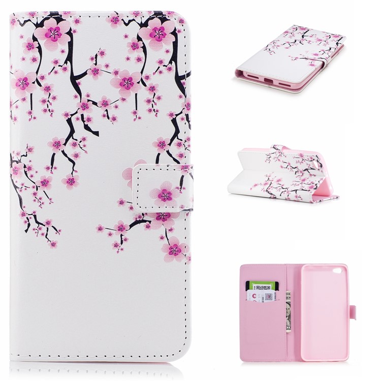 Embossment Pattern Stand Wallet Leather Casing for Xiaomi Redmi Note 5A / Redmi Y1 Lite (India) - Plum Blossom-1