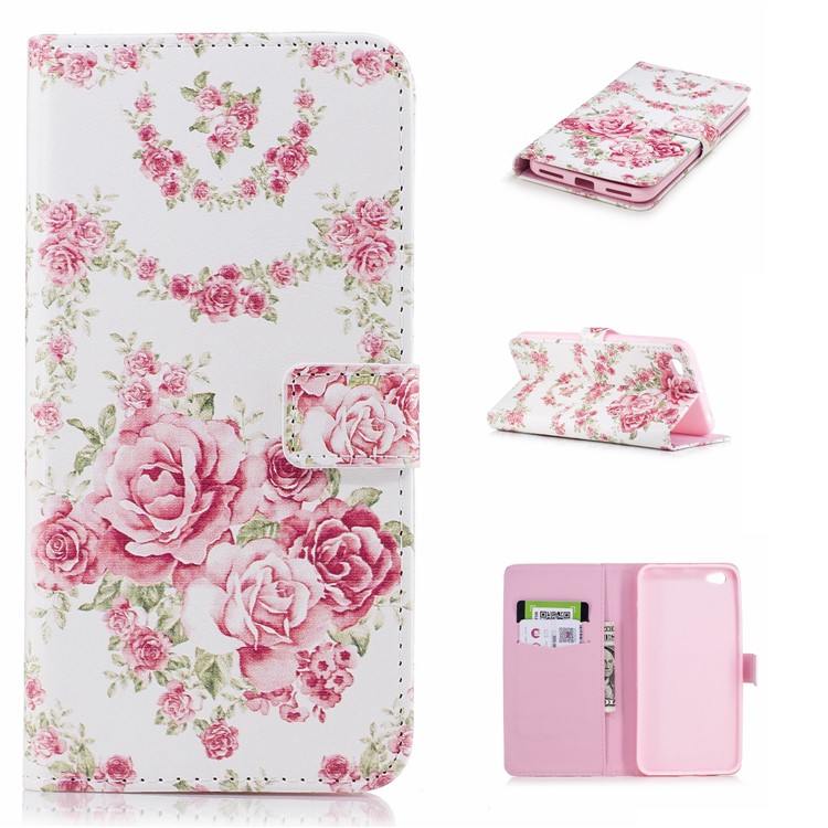 Embossed Pattern Leather Wallet Mobile Stand Case for Xiaomi Redmi Note 5A / Redmi Y1 Lite (India) - Blooming Peonies-1