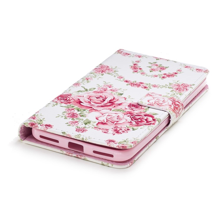 Embossed Pattern Leather Wallet Mobile Stand Case for Xiaomi Redmi Note 5A / Redmi Y1 Lite (India) - Blooming Peonies-2