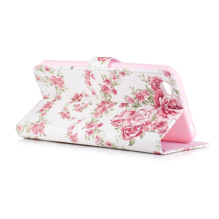 Embossed Pattern Leather Wallet Mobile Stand Case for Xiaomi Redmi Note 5A / Redmi Y1 Lite (India) - Blooming Peonies-5