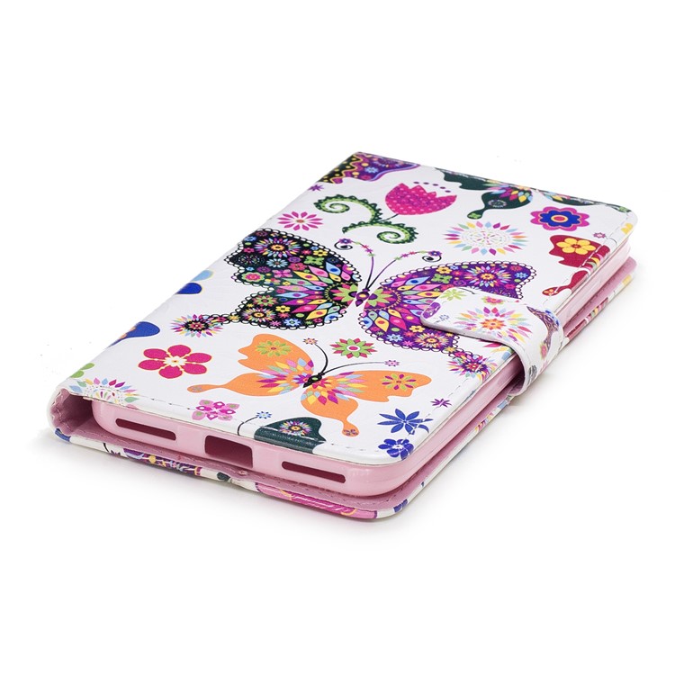 Embossed Pattern PU Leather Wallet Phone Casing for Xiaomi Redmi Note 5A / Redmi Y1 Lite (India) - Pretty Butterflies and Flowers-2