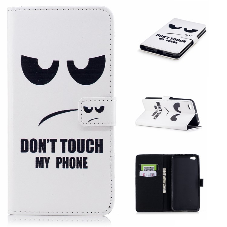 Embossed Pattern PU Leather Wallet Cover for Xiaomi Redmi Note 5A / Redmi Y1 Lite (India) - Don't Touch My Phone-1