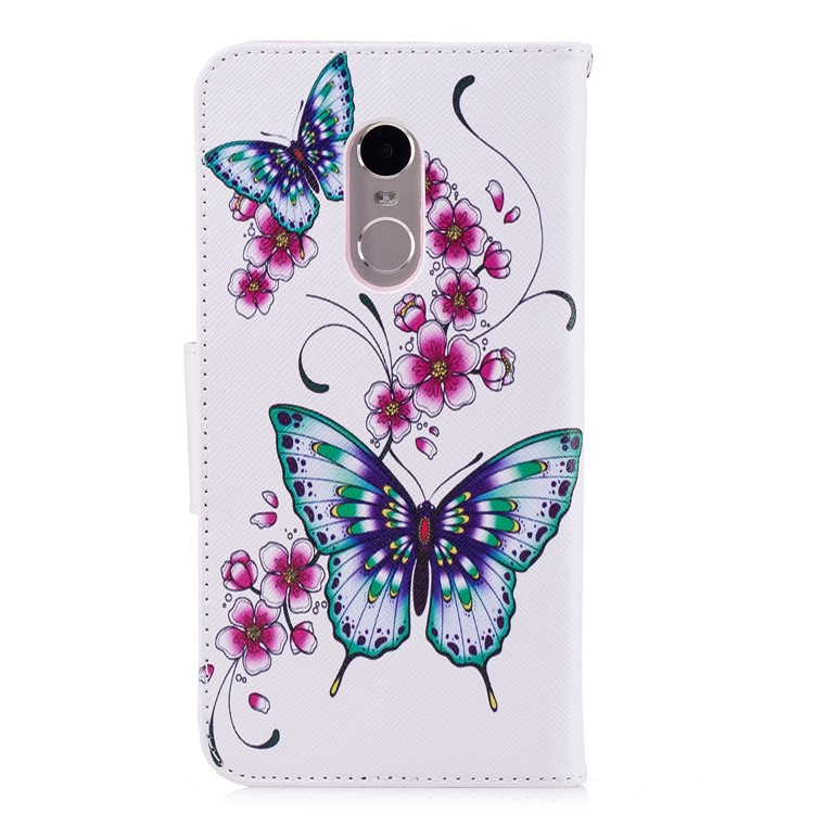 Pattern Printing Wallet Leather Case with Stand for Xiaomi Redmi Note 4 (MediaTek)/Redmi Note 4 (Snapdragon) - Butterflies and Flowers-3