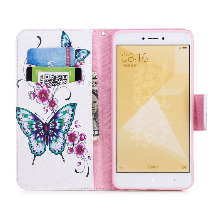 Pattern Printing Wallet Leather Case with Stand for Xiaomi Redmi Note 4 (MediaTek)/Redmi Note 4 (Snapdragon) - Butterflies and Flowers-8