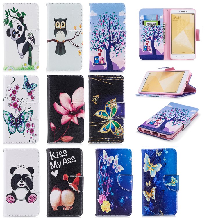 Pattern Printing Wallet Leather Case with Stand for Xiaomi Redmi Note 4 (MediaTek)/Redmi Note 4 (Snapdragon) - Butterflies and Flowers-9