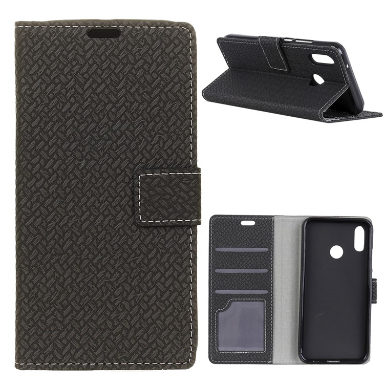 Woven Texture Stand Leather Case for Xiaomi Redmi Note 5 Pro (Dual Camera) / Redmi Note 5 (China) / Mi 6X - Black-1