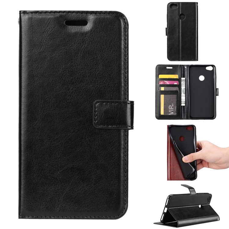 Crazy Horse Texture Wallet Stand Leather Case for Xiaomi Redmi Note 5A Prime / Redmi Y1 (India) - Black-1