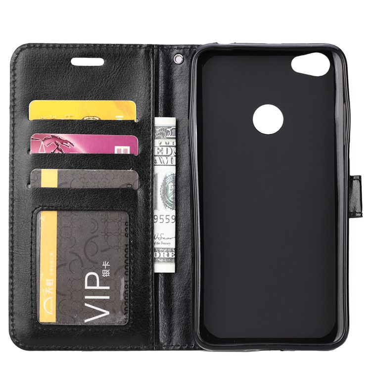 Crazy Horse Texture Wallet Stand Leather Case for Xiaomi Redmi Note 5A Prime / Redmi Y1 (India) - Black-4