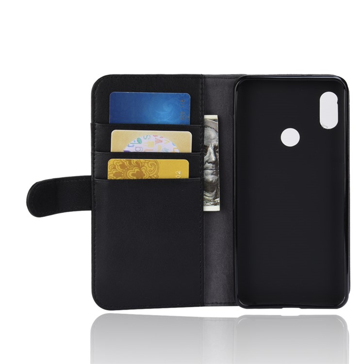 Genuine Split Leather Wallet Stand Case for Xiaomi Redmi Note 5 Pro (Dual Camera) / Redmi Note 5 (China) - Black-4