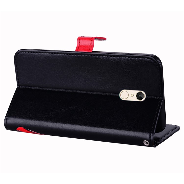 Flash Powder Pretty Girl's Back Leather Stand Wallet Case for Xiaomi Redmi Note 5 (12MP Rear Camera) / Redmi 5 Plus (China) - Black-5