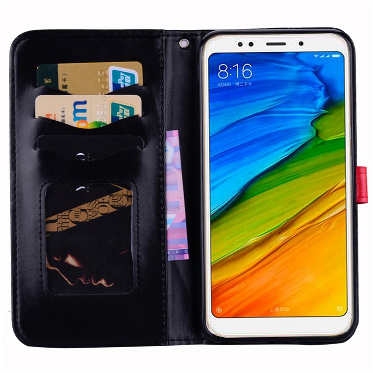 Flash Powder Pretty Girl's Back Leather Stand Wallet Case for Xiaomi Redmi Note 5 (12MP Rear Camera) / Redmi 5 Plus (China) - Black-6