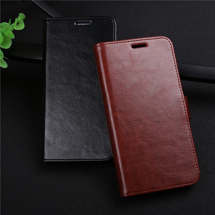 Crazy Horse Grain Wallet Stand Leather Casing for Xiaomi Redmi Note 5 Pro (Dual Camera) / Redmi Note 5 (China) - Black-19