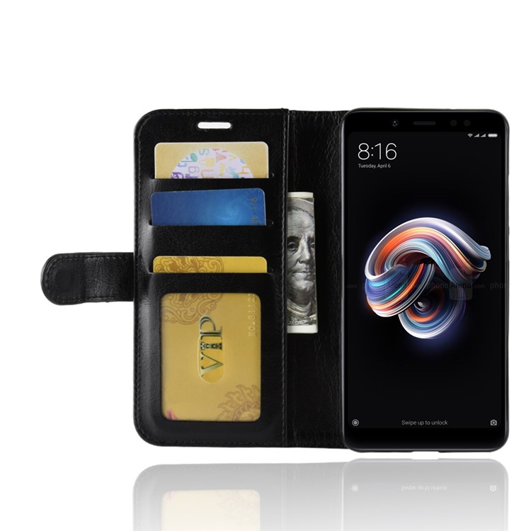 Crazy Horse Grain Wallet Stand Leather Casing for Xiaomi Redmi Note 5 Pro (Dual Camera) / Redmi Note 5 (China) - Black-11