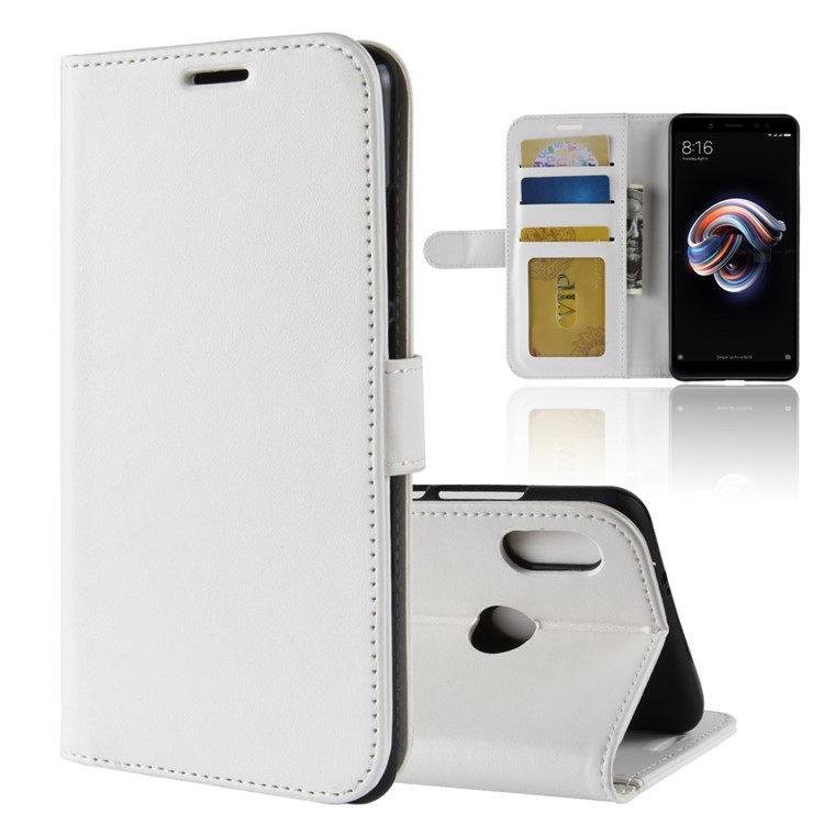 Crazy Horse Texture Wallet Stand Leather Mobile Cover for Xiaomi Redmi Note 5 Pro (Dual Camera) / Redmi Note 5 (China) - White-1