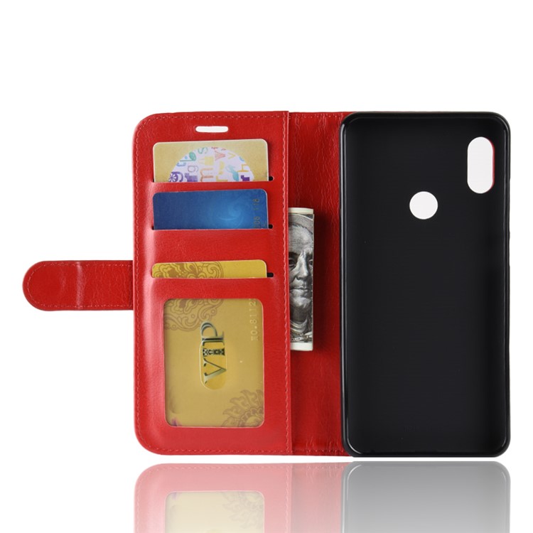 Crazy Horse Texture Wallet Stand Leather Case Accessory for Xiaomi Redmi Note 5 Pro (Dual Camera) / Redmi Note 5 (China) - Red-9