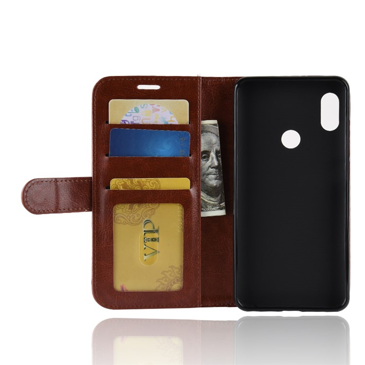 Crazy Horse Texture Wallet Stand Leather Protective Folio Casing for Xiaomi Redmi Note 5 Pro (Dual Camera) / Redmi Note 5 (China) - Brown-7