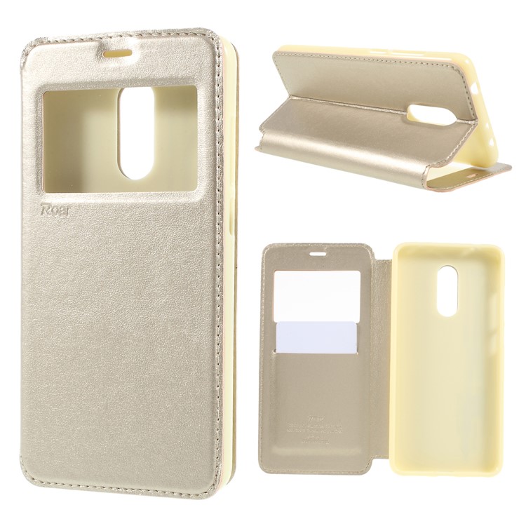 ROAR KOREA View Window Noble Leather Flip Stand Case for Xiaomi Redmi 5 - Gold-1