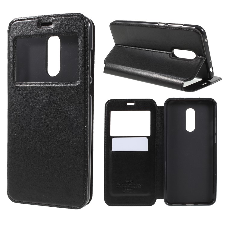 ROAR KOREA View Window Noble Leather Case for Xiaomi Redmi Note 5 (12MP Rear Camera) / Redmi 5 Plus (China) - Black-1