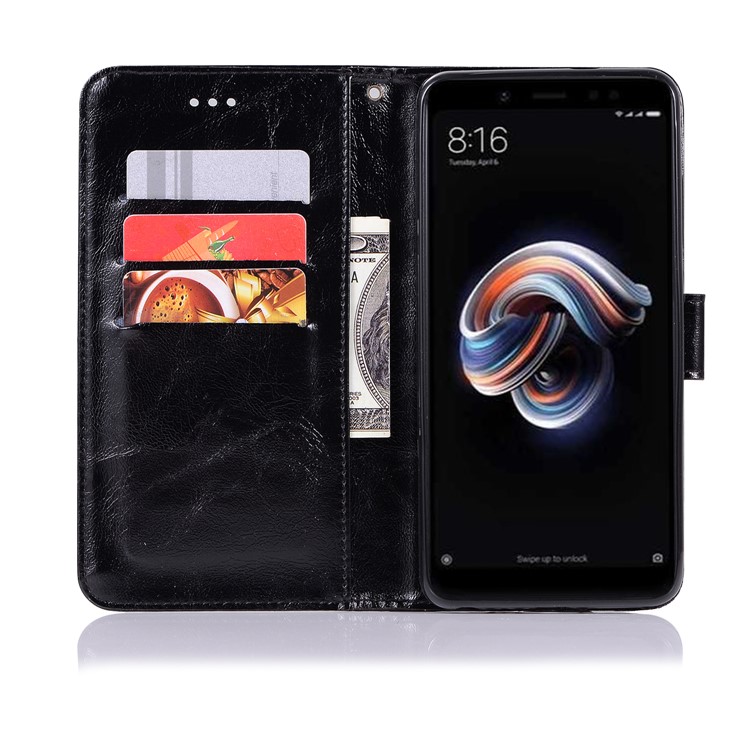 Premium Vintage Leather Wallet Case for Xiaomi Redmi Note 5 Pro (Dual Camera) / Redmi Note 5 (China) / Mi 6x - Black-4