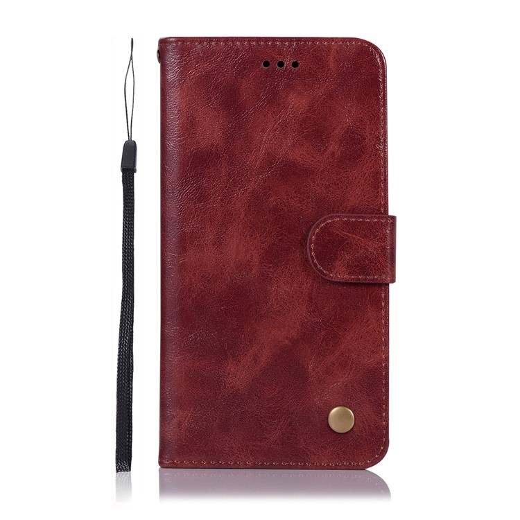 Premium Vintage Leather Wallet Mobile Casing for Xiaomi Redmi Note 5 Pro (Dual Camera) / Redmi Note 5 (China) - Wine Red-2