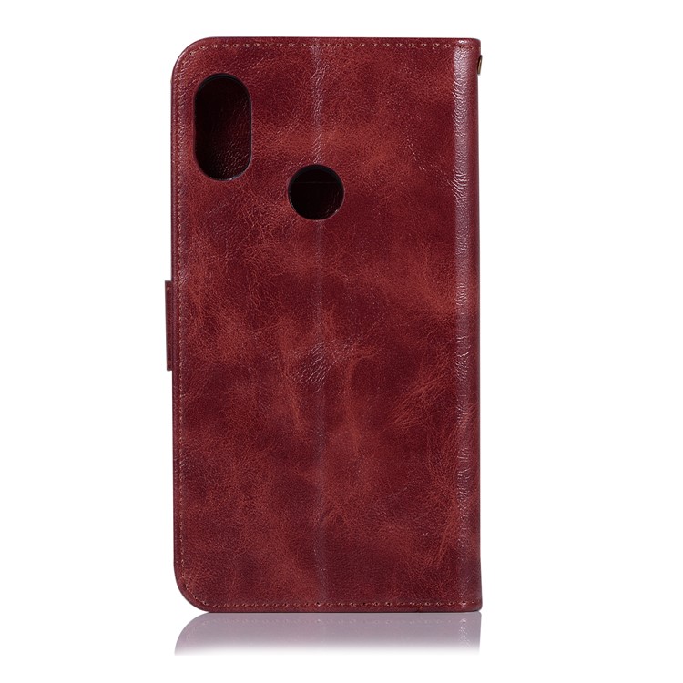 Premium Vintage Leather Wallet Mobile Casing for Xiaomi Redmi Note 5 Pro (Dual Camera) / Redmi Note 5 (China) - Wine Red-3