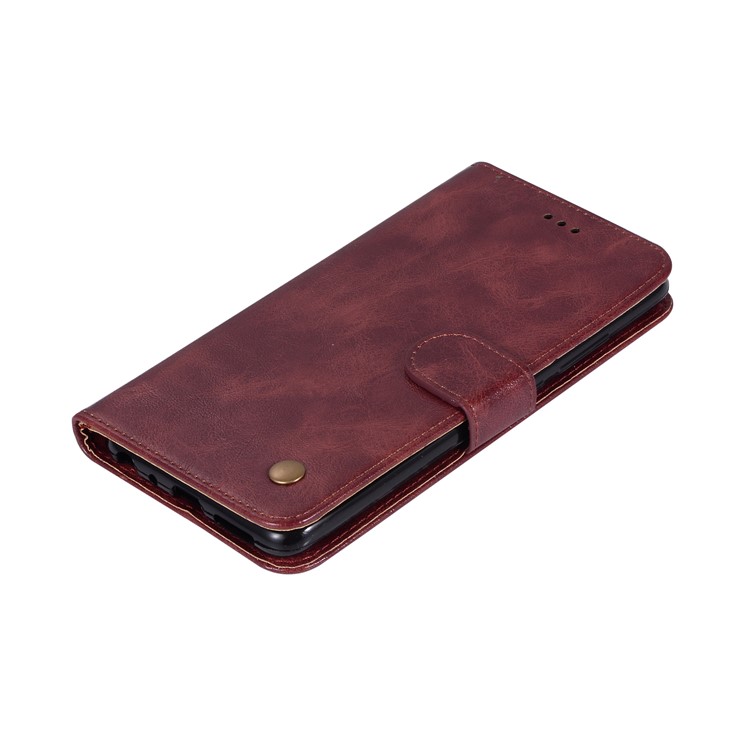 Premium Vintage Leather Wallet Mobile Casing for Xiaomi Redmi Note 5 Pro (Dual Camera) / Redmi Note 5 (China) - Wine Red-7