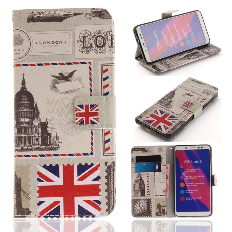Pattern Printing Wallet Stand PU Leather Cover for Xiaomi Redmi Note 5 Pro (Dual Camera) / Redmi Note 5 (China) / Mi 6X - UK Flag-1