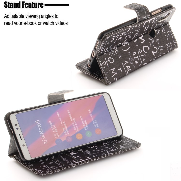 Pattern Printing Wallet Stand PU Leather Folio Case for Xiaomi Redmi Note 5 Pro (Dual Camera) / Redmi Note 5 (China) - Formula-5