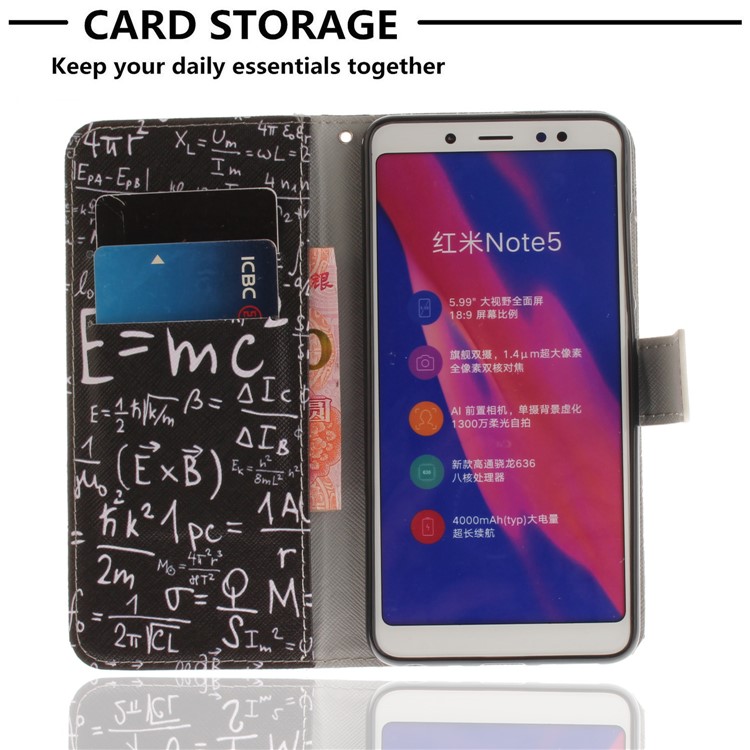 Pattern Printing Wallet Stand PU Leather Folio Case for Xiaomi Redmi Note 5 Pro (Dual Camera) / Redmi Note 5 (China) - Formula-7