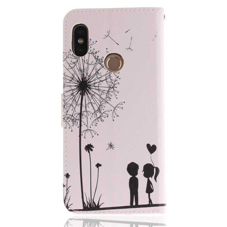 Patterned PU Leather Cover with Stand for Xiaomi Redmi Note 5 Pro (Dual Camera) / Redmi Note 5 (China) - Dandelion and Lover-2