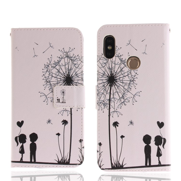 Patterned PU Leather Cover with Stand for Xiaomi Redmi Note 5 Pro (Dual Camera) / Redmi Note 5 (China) - Dandelion and Lover-3