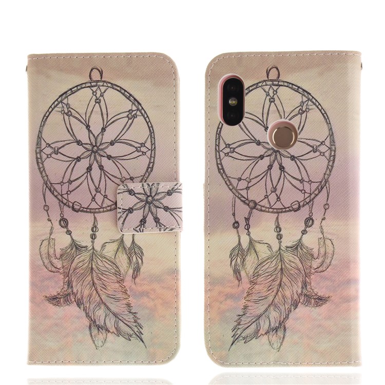 Patterned Wallet Stand PU Leather Magnetic Cover for Xiaomi Redmi Note 5 Pro (Dual Camera) / Redmi Note 5 (China) - Feather Dream Catcher-3