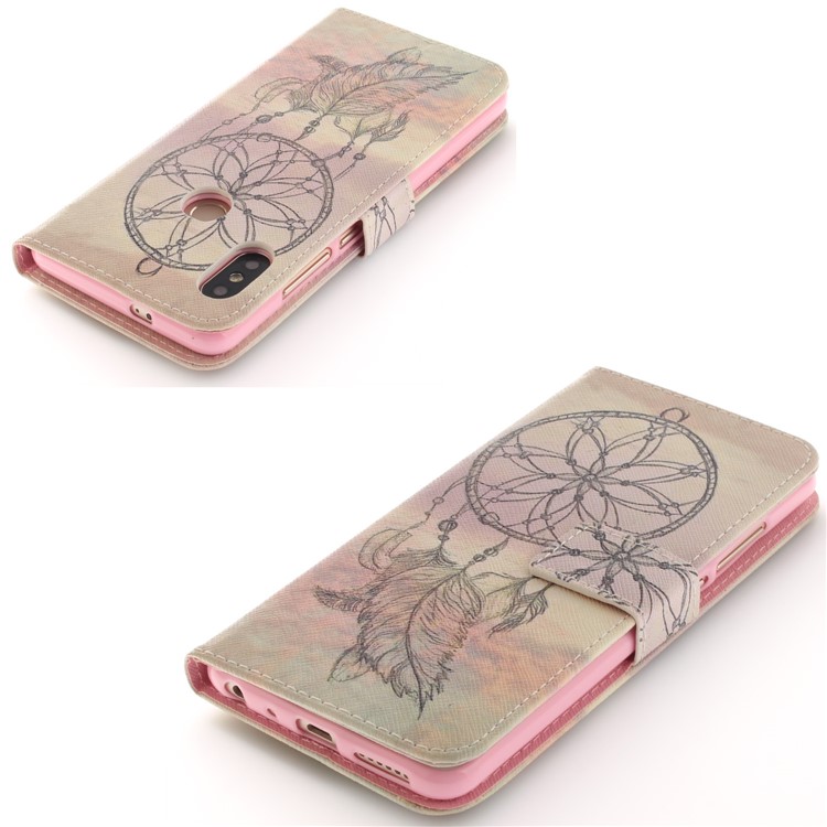 Patterned Wallet Stand PU Leather Magnetic Cover for Xiaomi Redmi Note 5 Pro (Dual Camera) / Redmi Note 5 (China) - Feather Dream Catcher-4