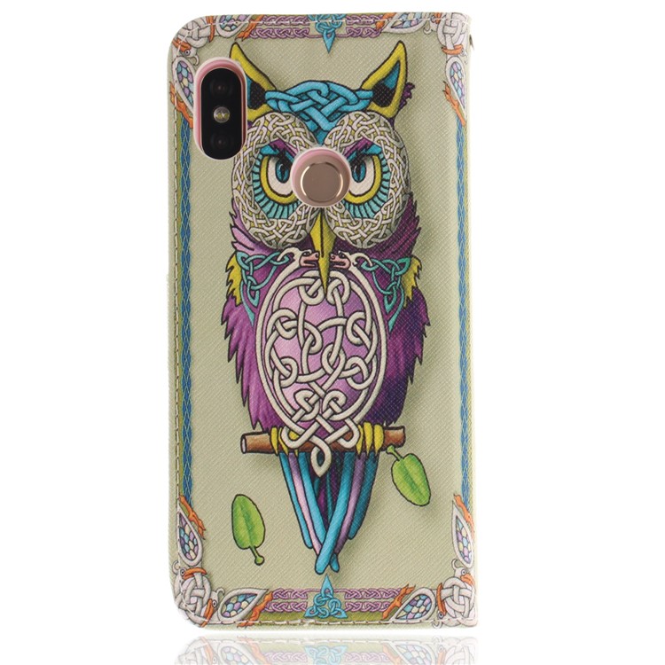 Pattern Printing Wallet Stand PU Leather Mobile Case for Xiaomi Redmi Note 5 Pro (Dual Camera) / Redmi Note 5 (China) - Colorized Owl-2