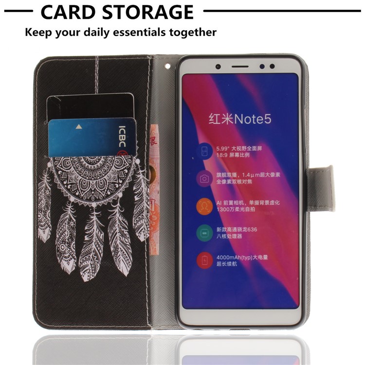 Pattern Printing Leather Wallet Stand Casing for Xiaomi Redmi Note 5 Pro (Dual Camera) / Redmi Note 5 (China) - Dream Catcher-7