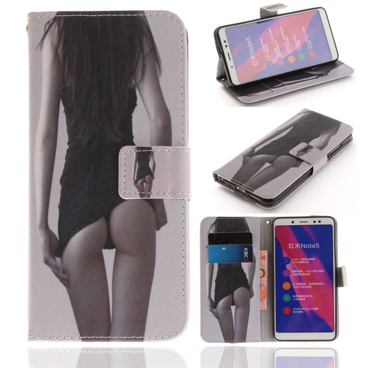 Pattern Printing Wallet Stand PU Leather Cover for Xiaomi Redmi Note 5 Pro (Dual Camera) / Redmi Note 5 (China) - Hot Girl-1