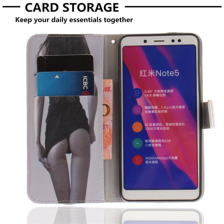 Pattern Printing Wallet Stand PU Leather Cover for Xiaomi Redmi Note 5 Pro (Dual Camera) / Redmi Note 5 (China) - Hot Girl-7