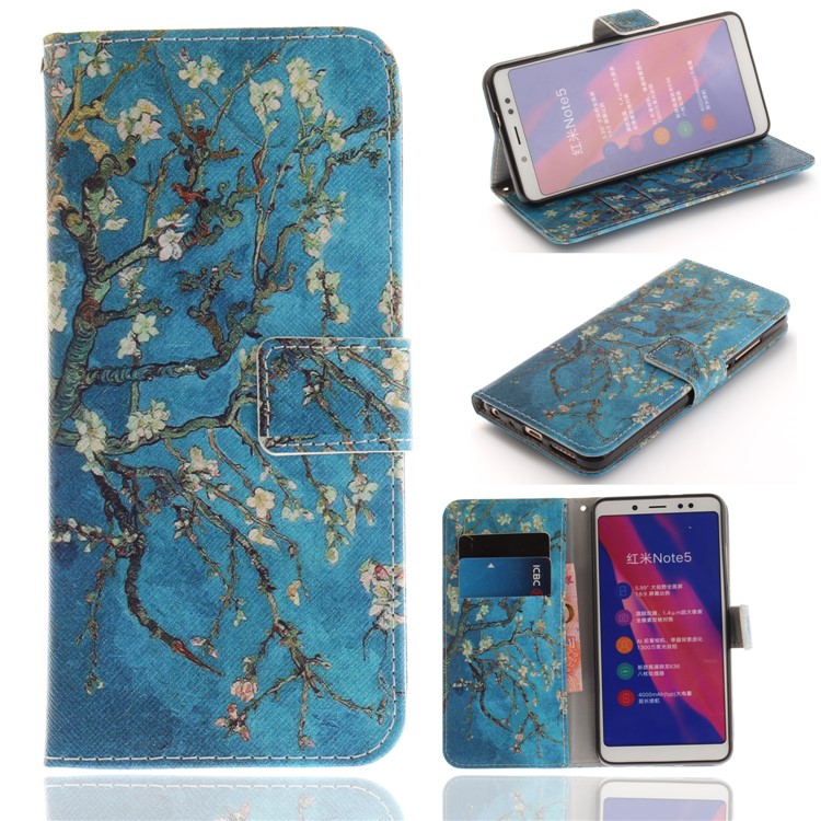 Pattern Printing PU Leather Wallet Stand Folio Phone Case for Xiaomi Redmi Note 5 Pro (Dual Camera) / Redmi Note 5 (China) - Wintersweet-1
