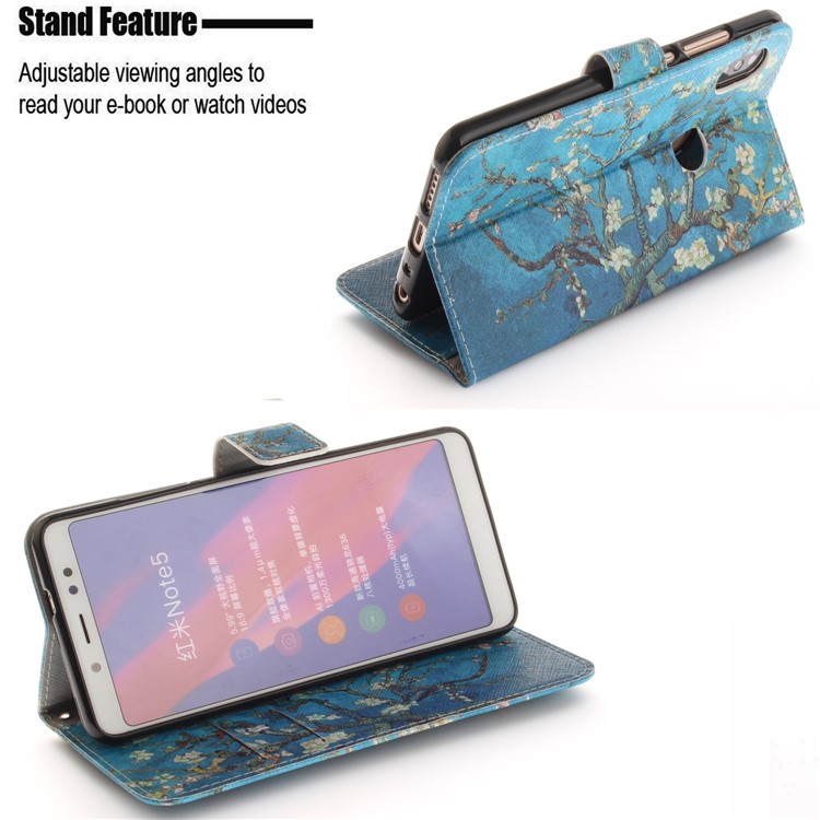 Pattern Printing PU Leather Wallet Stand Folio Phone Case for Xiaomi Redmi Note 5 Pro (Dual Camera) / Redmi Note 5 (China) - Wintersweet-5