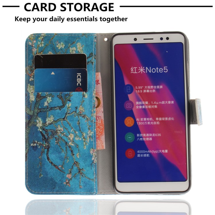 Pattern Printing PU Leather Wallet Stand Folio Phone Case for Xiaomi Redmi Note 5 Pro (Dual Camera) / Redmi Note 5 (China) - Wintersweet-7