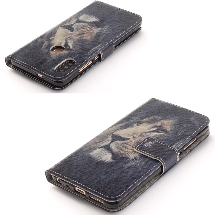 Patterned PU Leather Wallet Stand Cover Accessory for Xiaomi Redmi Note 5 Pro (Dual Camera) / Redmi Note 5 (China) - Lion Pattern-4