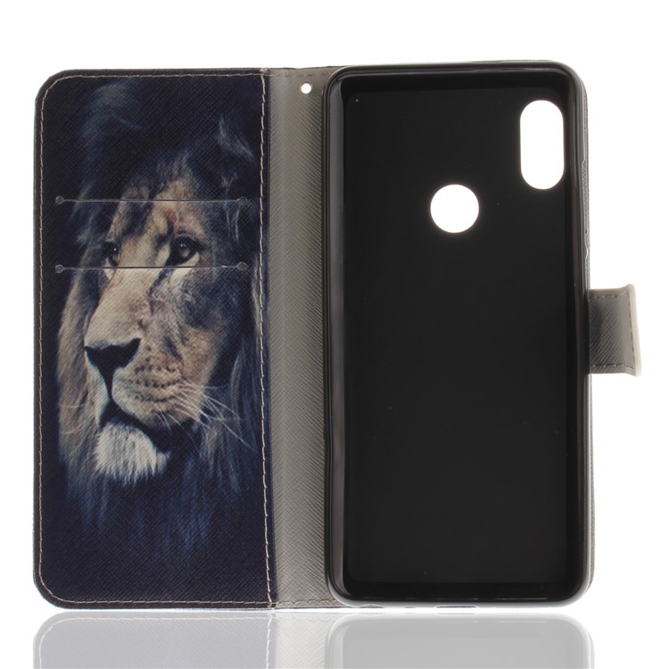 Patterned PU Leather Wallet Stand Cover Accessory for Xiaomi Redmi Note 5 Pro (Dual Camera) / Redmi Note 5 (China) - Lion Pattern-8