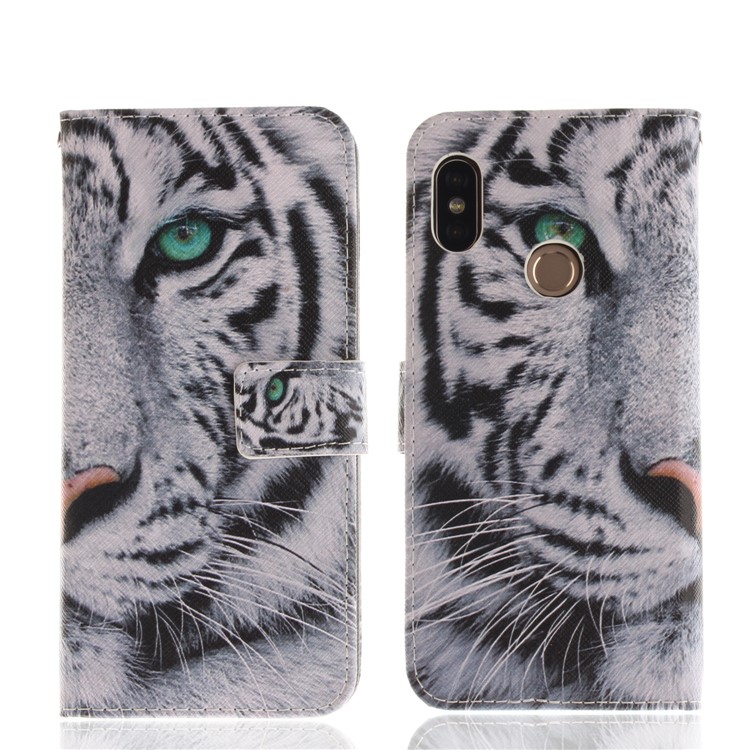 For Xiaomi Redmi Note 5 Pro (Dual Camera) / Redmi Note 5 (China) Patterned Leather Wallet Stand Case Cover - Tiger Pattern-3