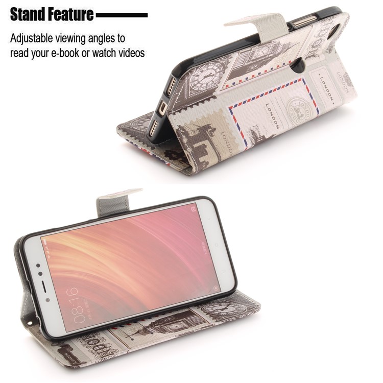 Pattern Printing Leather Stand Wallet Protective Casing with Card Slots for Xiaomi Redmi Note 5A Prime / Redmi Y1 (India) - UK Flag-5