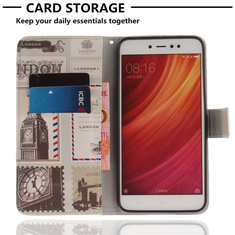 Pattern Printing Leather Stand Wallet Protective Casing with Card Slots for Xiaomi Redmi Note 5A Prime / Redmi Y1 (India) - UK Flag-7