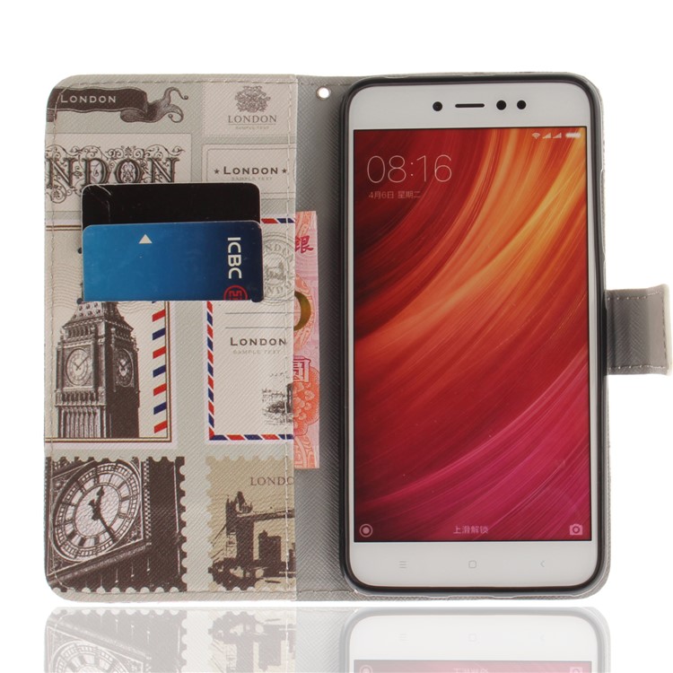 Pattern Printing Leather Stand Wallet Protective Casing with Card Slots for Xiaomi Redmi Note 5A Prime / Redmi Y1 (India) - UK Flag-8