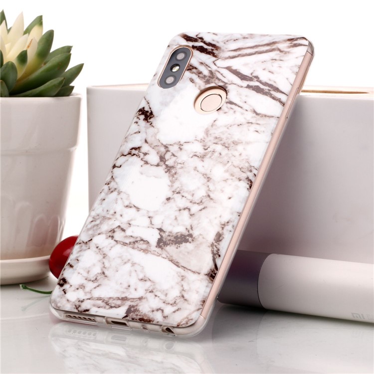 Marble Pattern IMD TPU Shell for Xiaomi Redmi Note 5 Pro (Dual Camera) / Redmi Note 5 (China) - White / Black-1