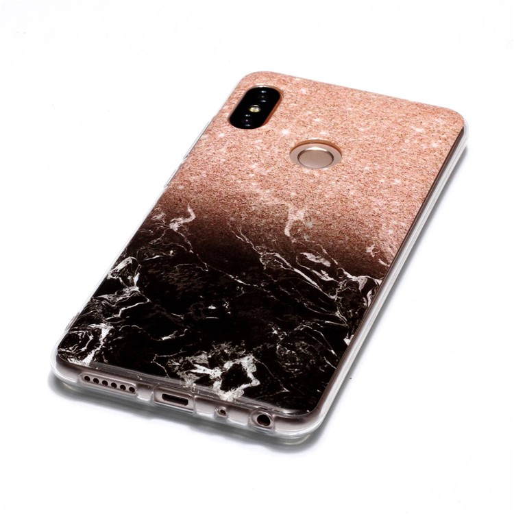 Marble Pattern IMD TPU Casing for Xiaomi Redmi Note 5 Pro (Dual Camera) / Redmi Note 5 (China) - Orange / Black-3
