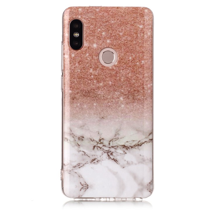 Marble Pattern IMD TPU Mobile Phone Case for Xiaomi Redmi Note 5 Pro (Dual Camera) / Redmi Note 5 (China) - Orange / White-2