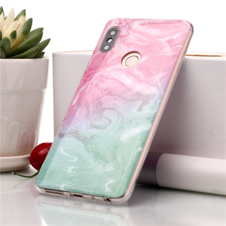 Marble Pattern IMD TPU Cell Phone Shell for Xiaomi Redmi Note 5 Pro (Dual Camera) / Redmi Note 5 (China) - Pink / Green-1